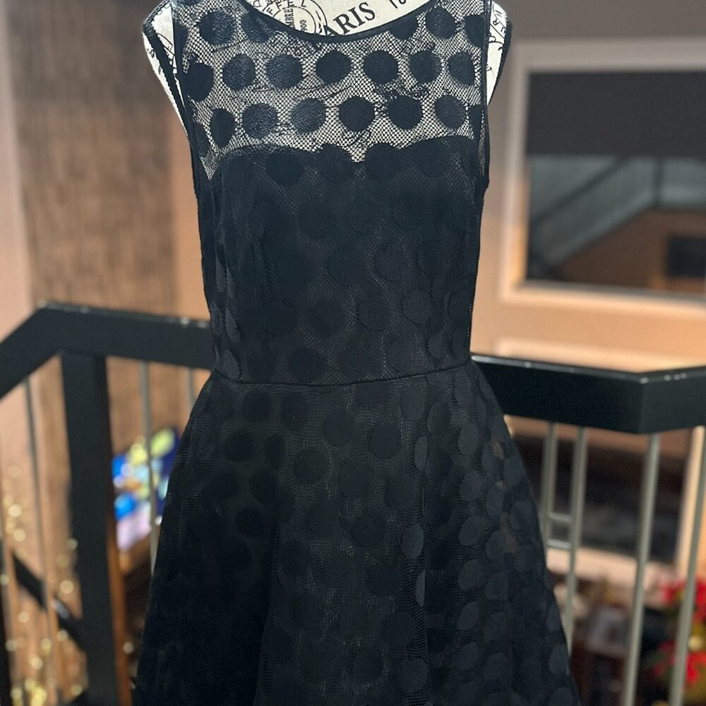 Betsey Johnson Retro 50s Fit & Flare Black Polka Dot Dress - Size 10/M - Picture 6 of 9